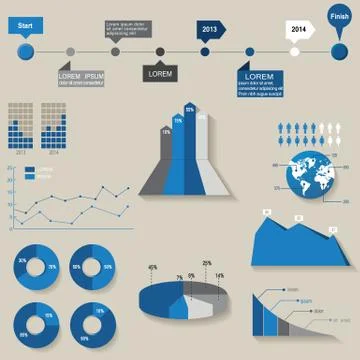 Vector, set of the 3d charts, pie charts Stock Illustration