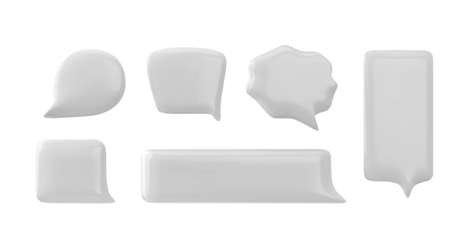 Vector set of 3D empty speech bubbles for online communication on a white Stock Illustration