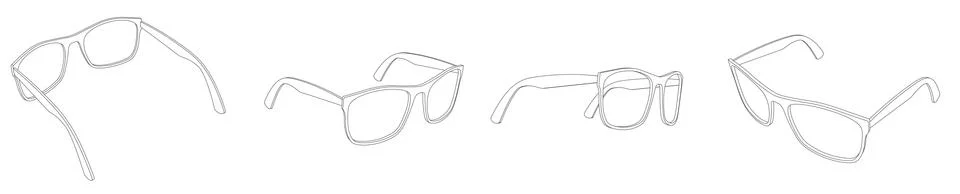 Vector set of 3d glasses spectacles line art Stock Illustration