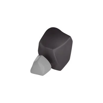 Vector set 3d icons made of rocks: black and gray stones on a white background Stock Illustration