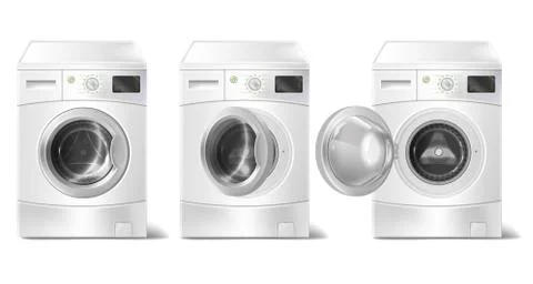 Vector set of 3d realistic washing machine イラスト素材