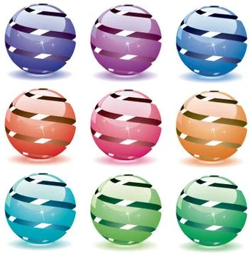 Vector set of 3d shiny globes Stock Illustration