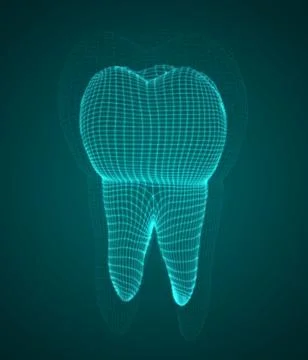 Vector set of 3d teeth for dental medicine. on a blue background Stock Illustration