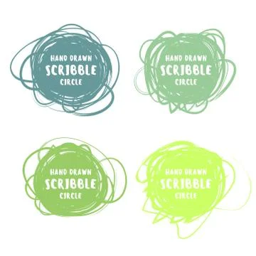 Vector set of 4 hand drawn colorful scribble logo Stock Illustration