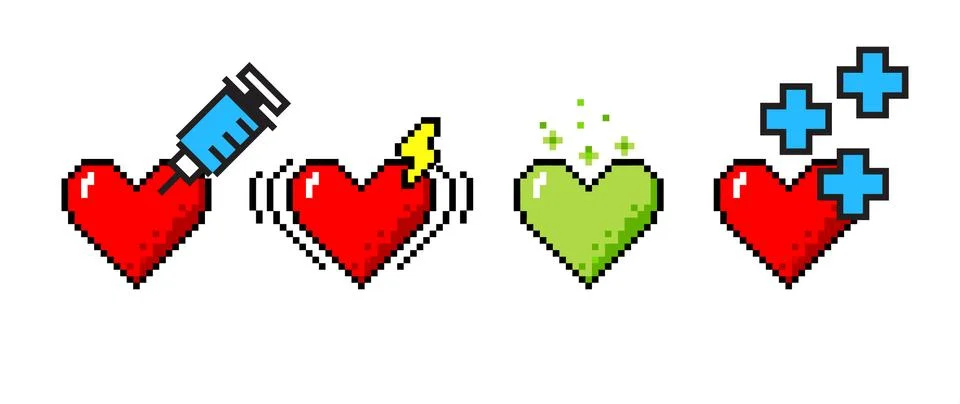 Vector set of 4 hearts Stock Illustration