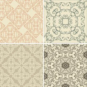Vector set of 4  vintage seamless patterns Illustrazione stock