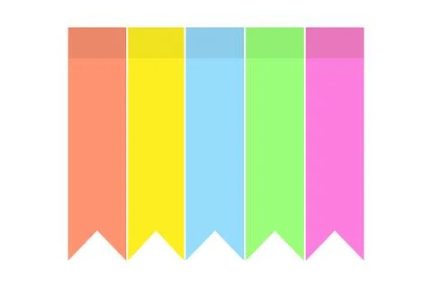 Vector set of 5 colorful paper flagshaped stickers in trendy bright sades on a Stock Illustration