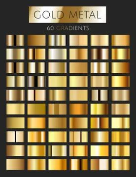 Vector set of 60 gold gradients. Golden rectangle collection. Golden background Stock Illustration