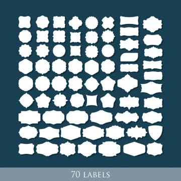 Vector set of 70 retro label shapes for design Illustrazione stock