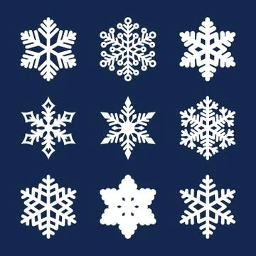 Vector set of 9 paper cut snowflakes Illustrazione stock