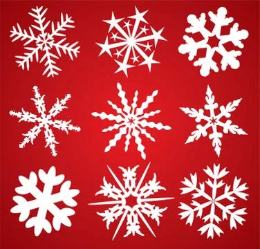 Vector set of 9 snowflakes Stock Illustration