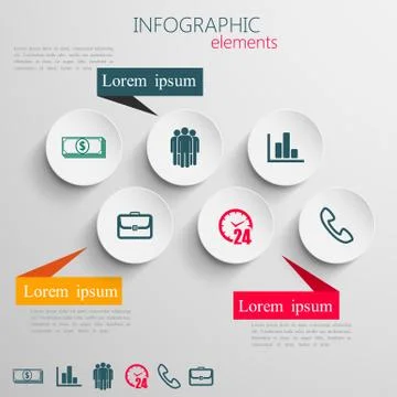 Vector set of abstract 3d paper infographic elements for print or web design. Stock Illustration