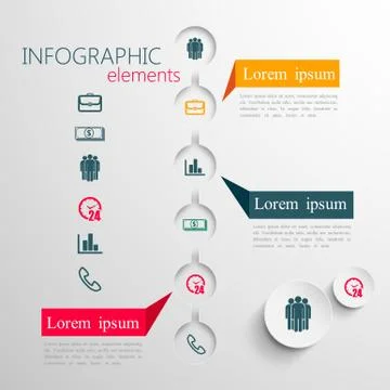 Vector set of abstract 3d paper infographic elements for print or web design. Stock Illustration