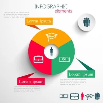 Vector set of abstract 3d paper infographic elements for print or web design Stock Illustration