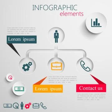Vector set of abstract 3d paper infographic elements for print or web design. Stock Illustration