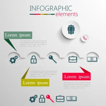 Vector set of abstract 3d paper infographic elements for print or web design. Stock Illustration
