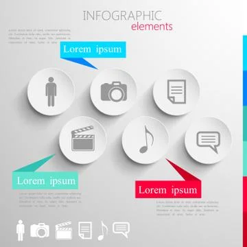 Vector set of abstract 3d paper infographic elements for print or web design Stock Illustration