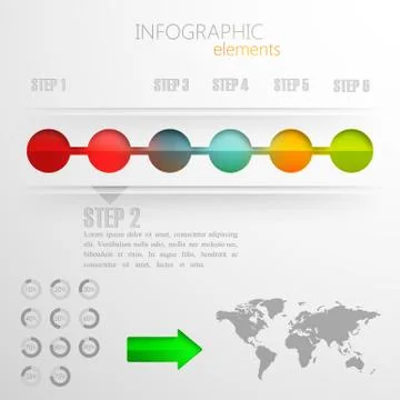 Vector set of abstract 3d paper infographic elements for print or web design. Stock Illustration