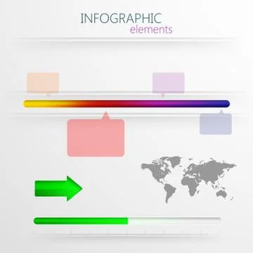 Vector set of abstract 3d paper infographic elements for print or web design. Stock Illustration