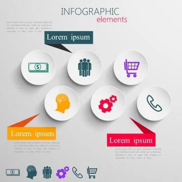 Vector set of abstract 3d paper infographic elements for print or web design. Stock Illustration