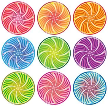 Vector set of abstract and colorful citrus slices Stock Illustration