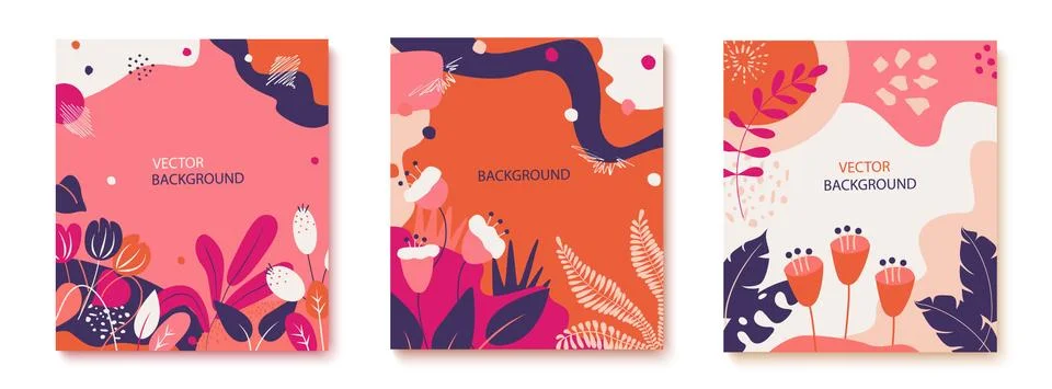 Vector set of abstract backgrounds with space for copy text, vibrant banners, Stock Illustration