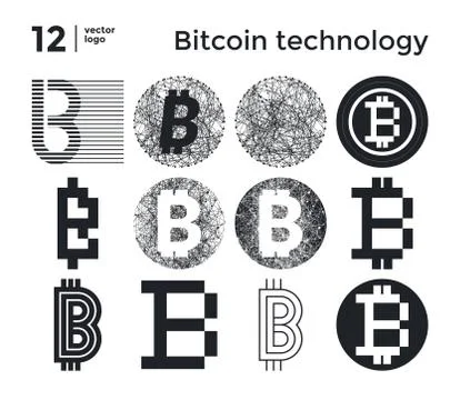 Vector set abstract bitcoin technology Stock Illustration
