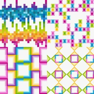 Vector set of abstract colorful tile backgrounds Stock Illustration