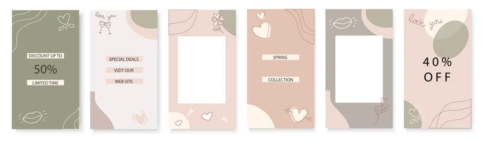 Vector set of abstract creative backgrounds in minimal trendy style with copy Illustrazione stock