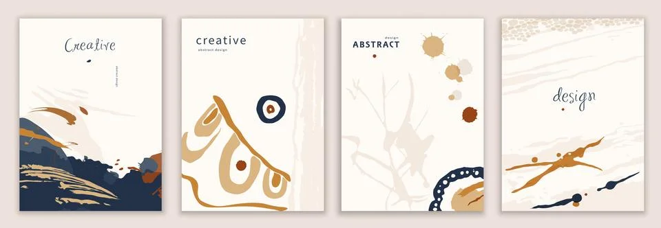 Vector set abstract creative backgrounds or covers in trendy design templates Stock Illustration