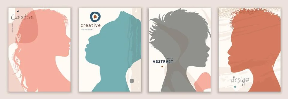 Vector set abstract creative covers in trendy design editable templates Stock Illustration