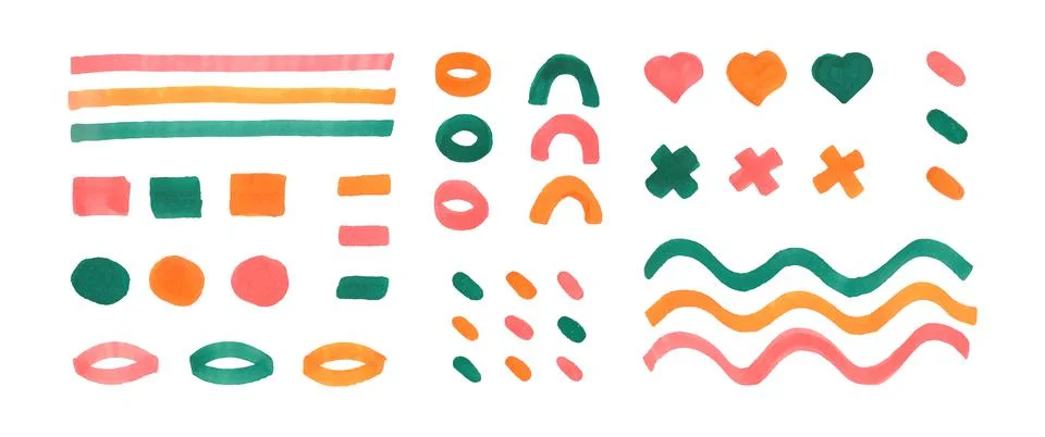 Vector set of abstract design elements drawn with felt pen. イラスト素材
