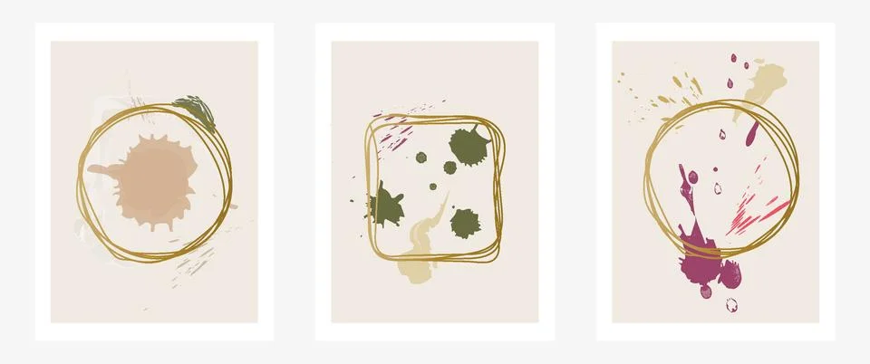 Vector set. Abstract design on a light background. Geometric style with gold Illustrazione stock