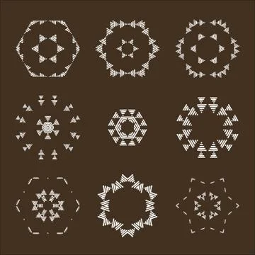 Vector set of abstract floral and circular patterns. Mandalas. Japanese emblems イラスト素材
