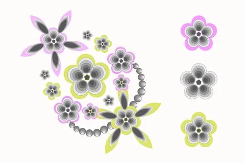 Vector set of abstract flowers Stock Illustration