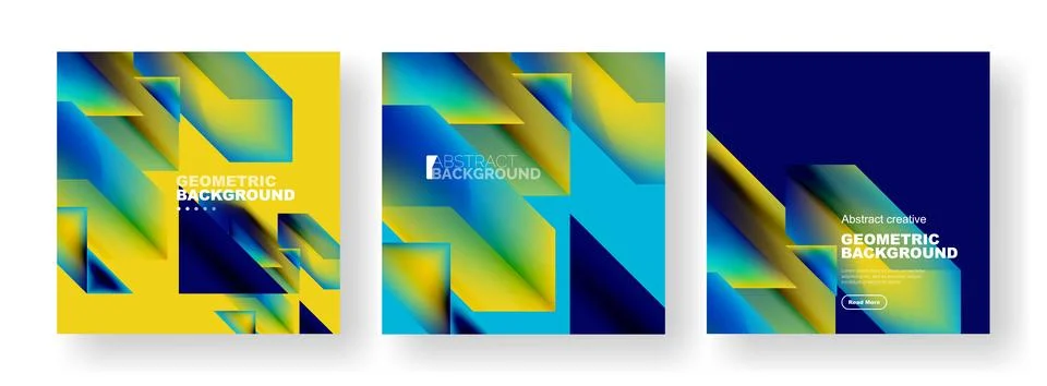 Vector set of abstract geometric poster backgrounds, colorful shapes with fluid 스톡 일러스트