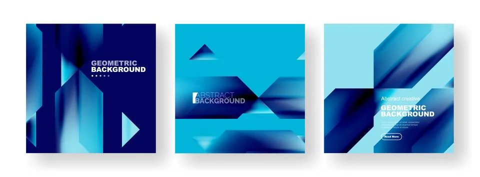 Vector set of abstract geometric poster backgrounds, colorful shapes with fluid イラスト素材
