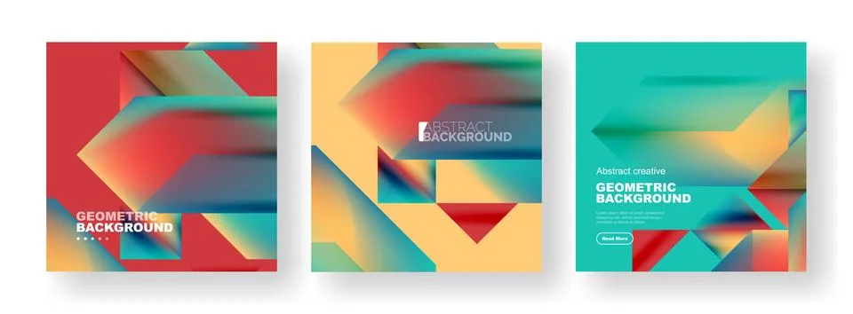 Vector set of abstract geometric poster backgrounds, colorful shapes with fluid Stock Illustration