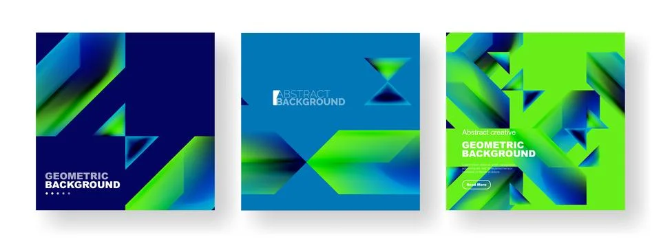 Vector set of abstract geometric poster backgrounds, colorful shapes with fluid 스톡 일러스트