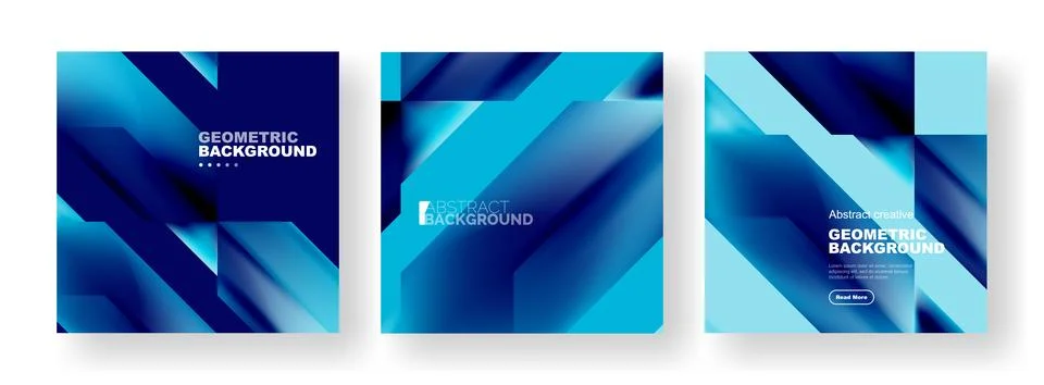 Vector set of abstract geometric poster backgrounds, colorful shapes with fluid イラスト素材
