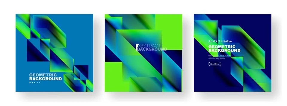 Vector set of abstract geometric poster backgrounds, colorful shapes with fluid Stock Illustration