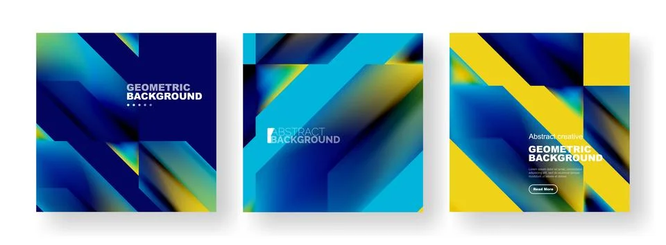 Vector set of abstract geometric poster backgrounds, colorful shapes with fluid Illustrazione stock