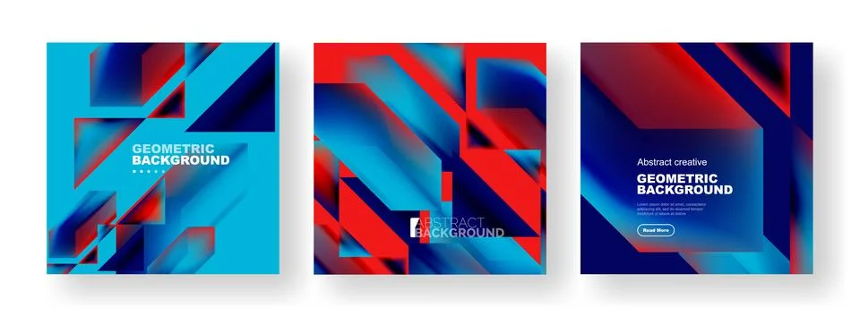 Vector set of abstract geometric poster backgrounds, colorful shapes with fluid Stock Illustration
