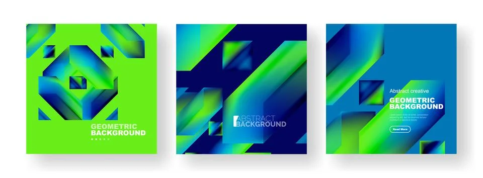 Vector set of abstract geometric poster backgrounds, colorful shapes with fluid 스톡 일러스트