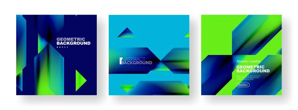 Vector set of abstract geometric poster backgrounds, colorful shapes with fluid 스톡 일러스트