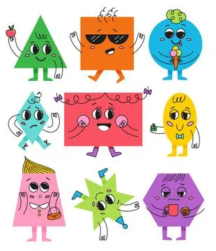 Vector Set of abstract geometric shapes characters 스톡 일러스트