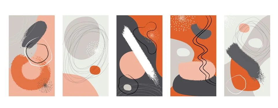 Vector set of abstract hand painted backgrounds for social media stories design 스톡 일러스트