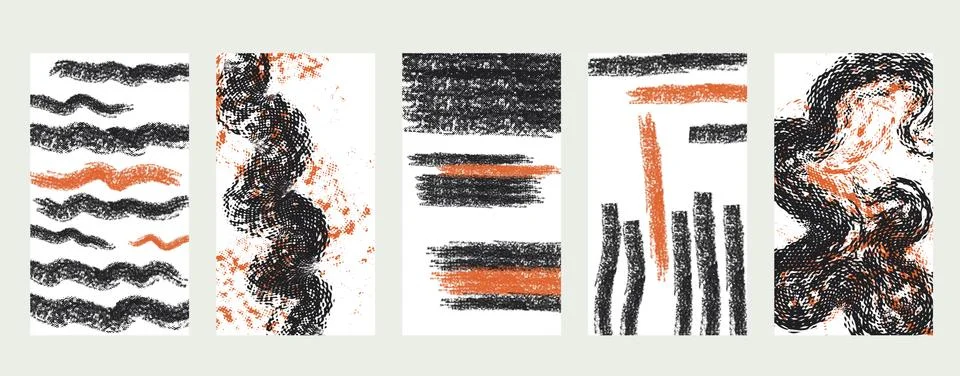 Vector set of abstract hand painted backgrounds for social media stories design 库存插图