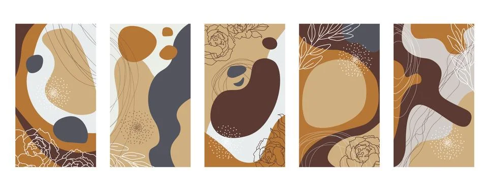 Vector set of abstract hand painted backgrounds for social media stories design Illustration