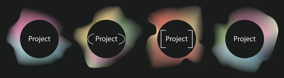 Vector set. Abstract liquid forms. Circle banner with gradient isolated on Illustrazione stock